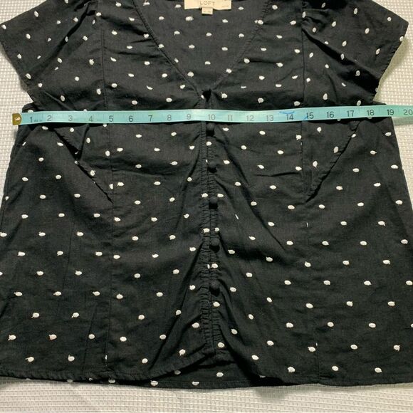 LOFT Dotted Functional buttons Button-up Fluttering Blouse MP - Picture 9 of 9
